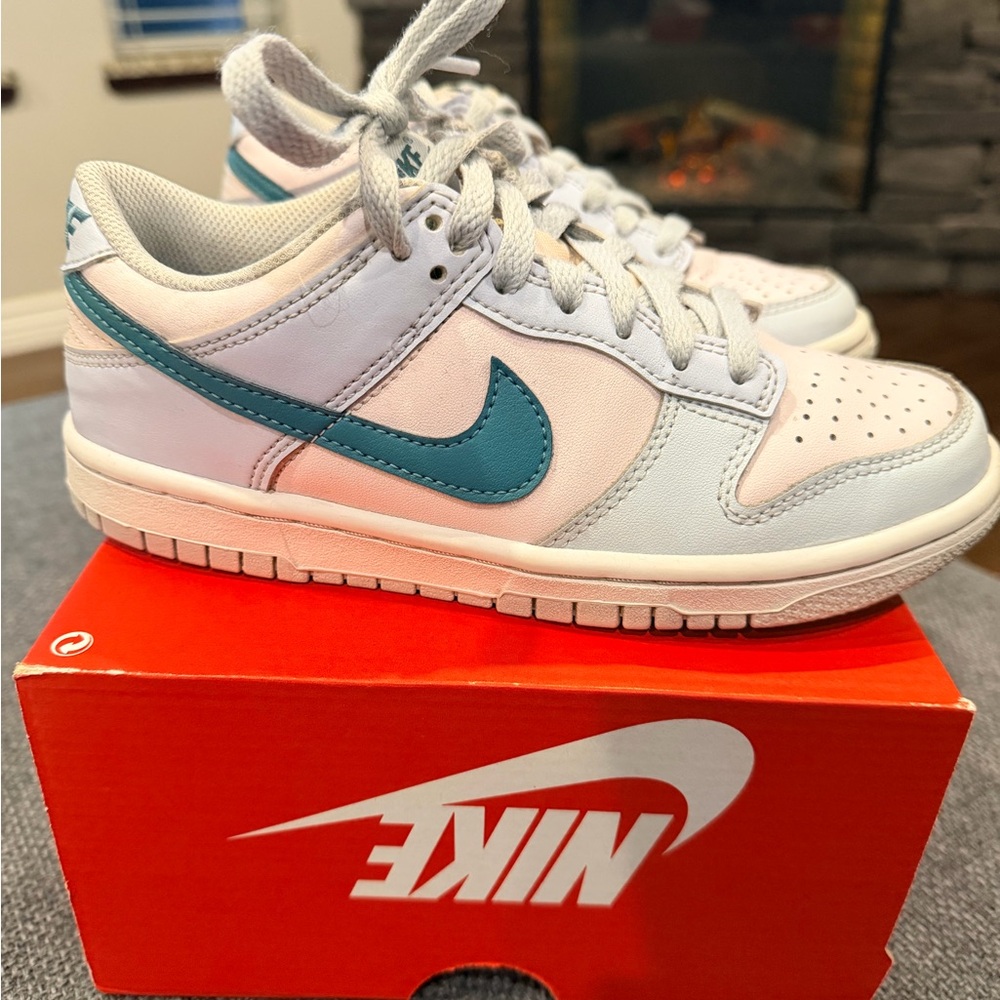 Nike Kids White and Teal Sneakers